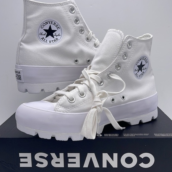 Converse WMNS CTAS LUGGED HI WHITE/BLACK/WHITE 565902C Platforms Sneakers - Picture 9 of 16